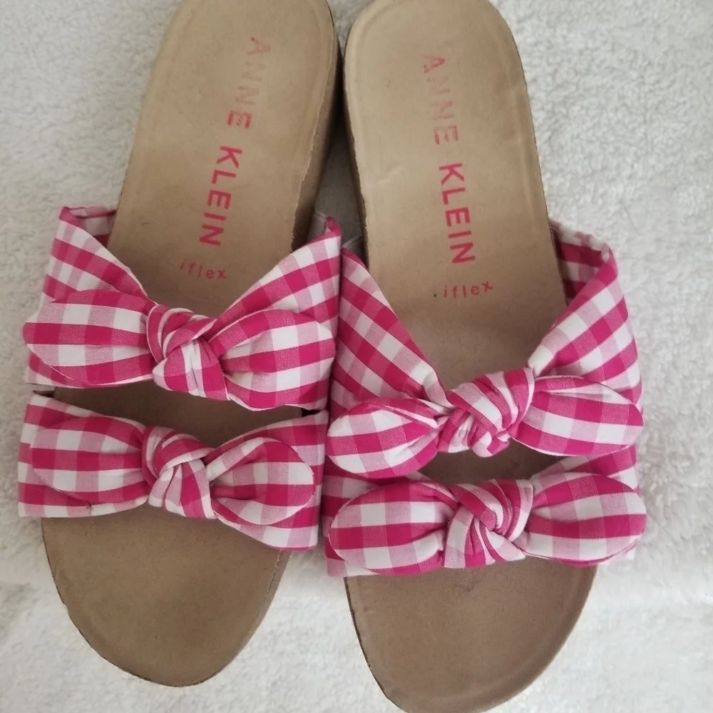 Anne Klein Flex Pink Gingham sandals
